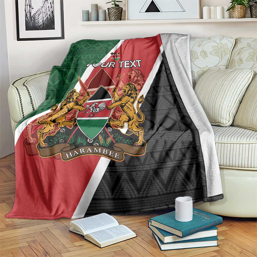 Personalised Kenya Blanket Coat Of Arms Mix Flag Style