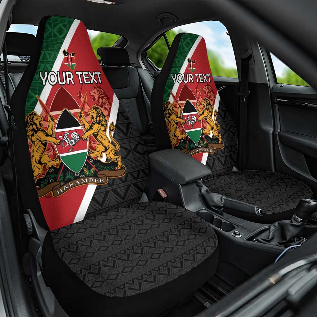 Personalised Kenya Car Seat Cover Coat Of Arms Mix Flag Style