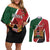 Personalised Kenya Couples Matching Off Shoulder Short Dress and Long Sleeve Button Shirt Coat Of Arms Mix Flag Style