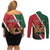 Personalised Kenya Couples Matching Off Shoulder Short Dress and Long Sleeve Button Shirt Coat Of Arms Mix Flag Style