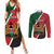 Personalised Kenya Couples Matching Summer Maxi Dress and Long Sleeve Button Shirt Coat Of Arms Mix Flag Style