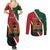 Personalised Kenya Couples Matching Summer Maxi Dress and Long Sleeve Button Shirt Coat Of Arms Mix Flag Style