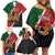 Personalised Kenya Family Matching Off Shoulder Short Dress and Hawaiian Shirt Coat Of Arms Mix Flag Style