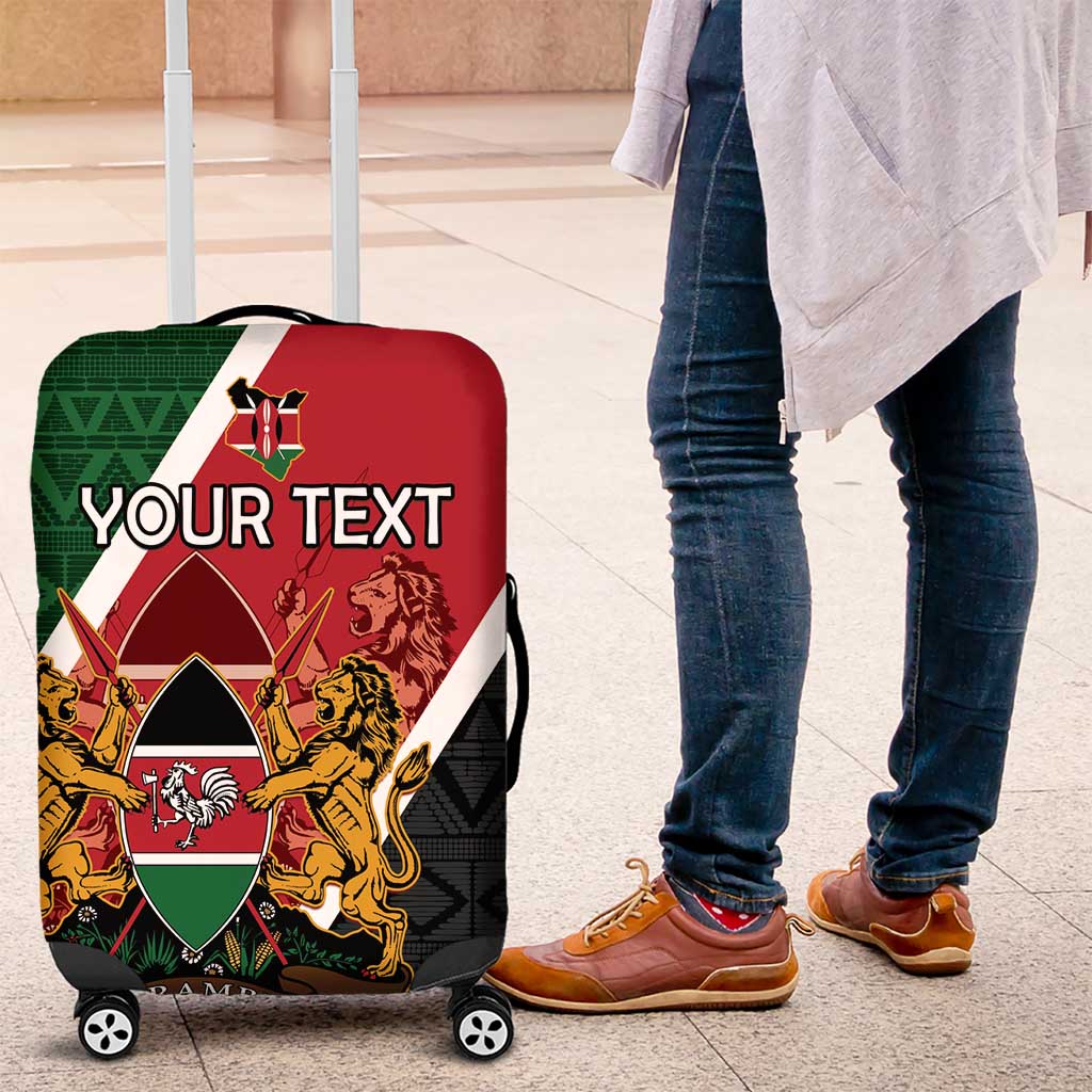 Personalised Kenya Luggage Cover Coat Of Arms Mix Flag Style