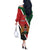 Personalised Kenya Off The Shoulder Long Sleeve Dress Coat Of Arms Mix Flag Style