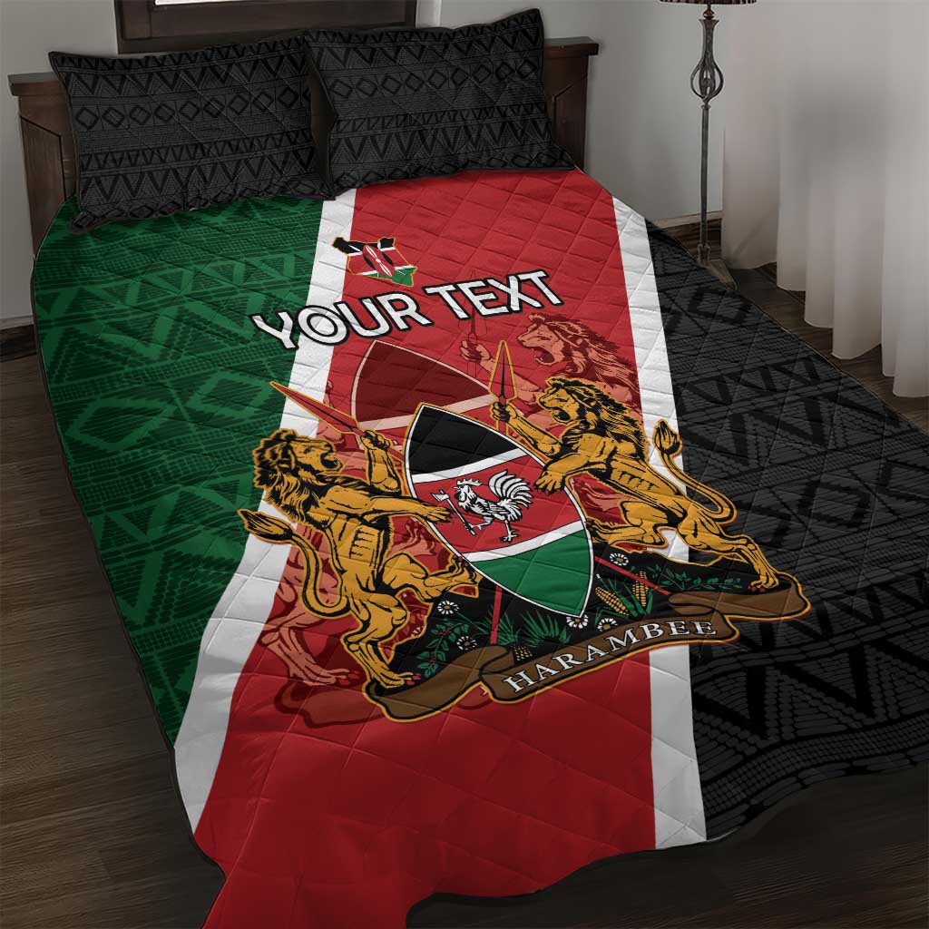 Personalised Kenya Quilt Bed Set Coat Of Arms Mix Flag Style