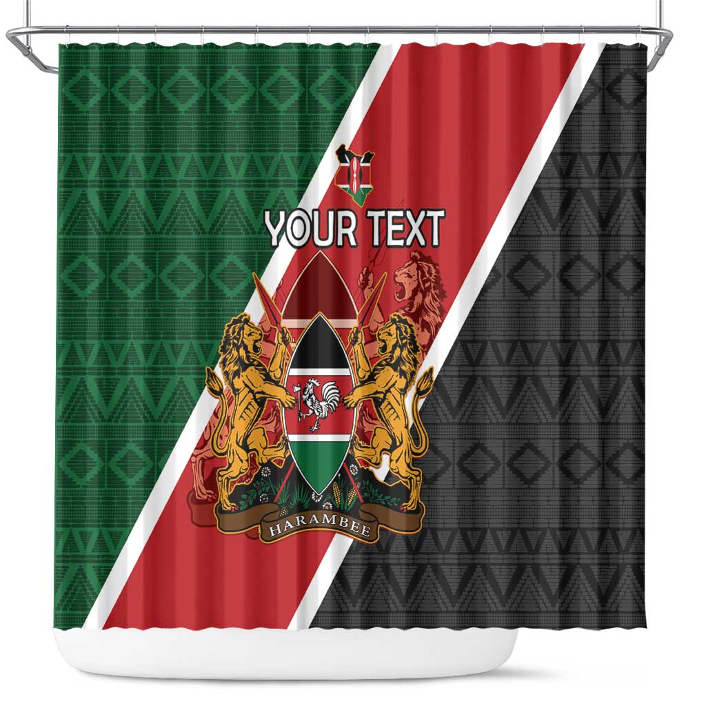 Personalised Kenya Shower Curtain Coat Of Arms Mix Flag Style