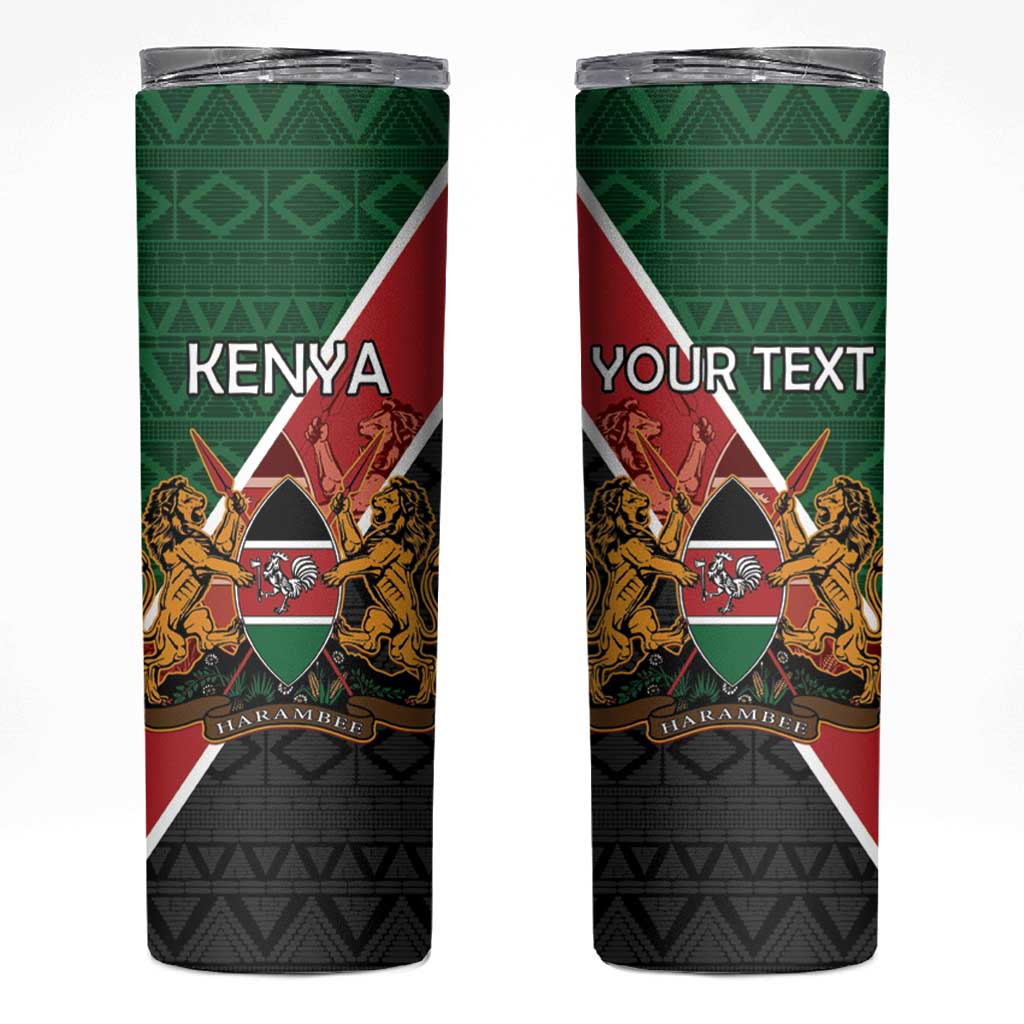 Personalised Kenya Skinny Tumbler Coat Of Arms Mix Flag Style