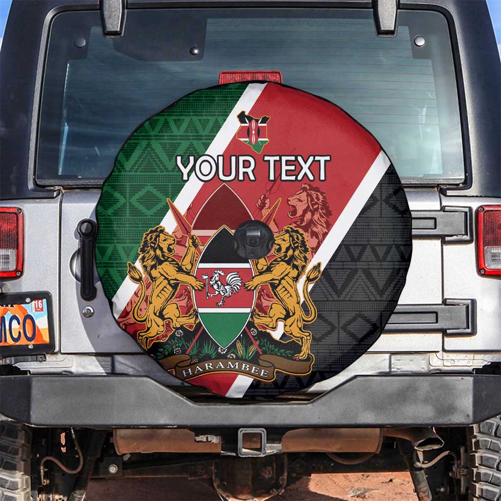 Personalised Kenya Spare Tire Cover Coat Of Arms Mix Flag Style