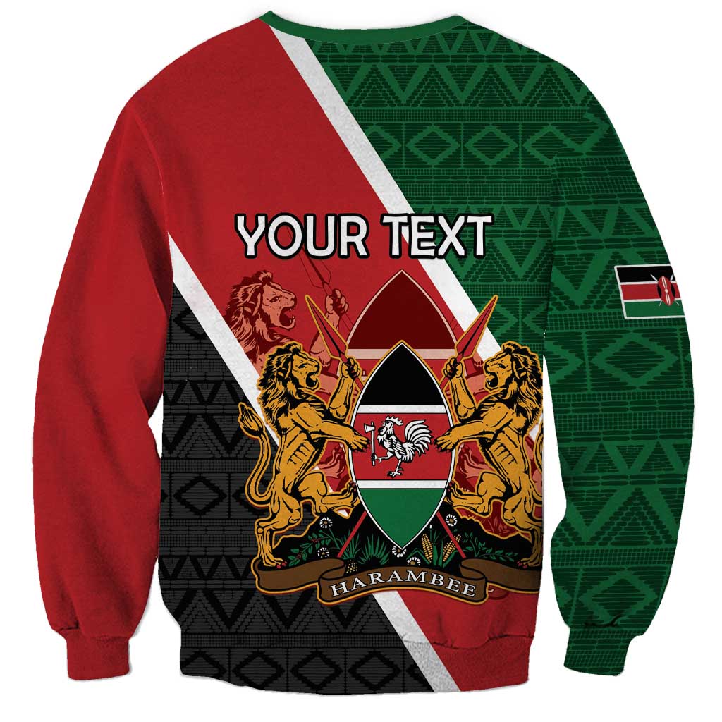 Unisex red-and-green sweatshirt with your text over coat-of-arms crest graphic