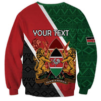 Unisex red-and-green sweatshirt with your text over coat-of-arms crest graphic