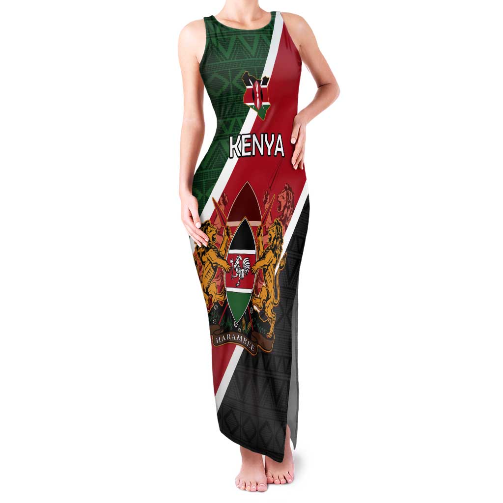 Personalised Kenya Tank Maxi Dress Coat Of Arms Mix Flag Style