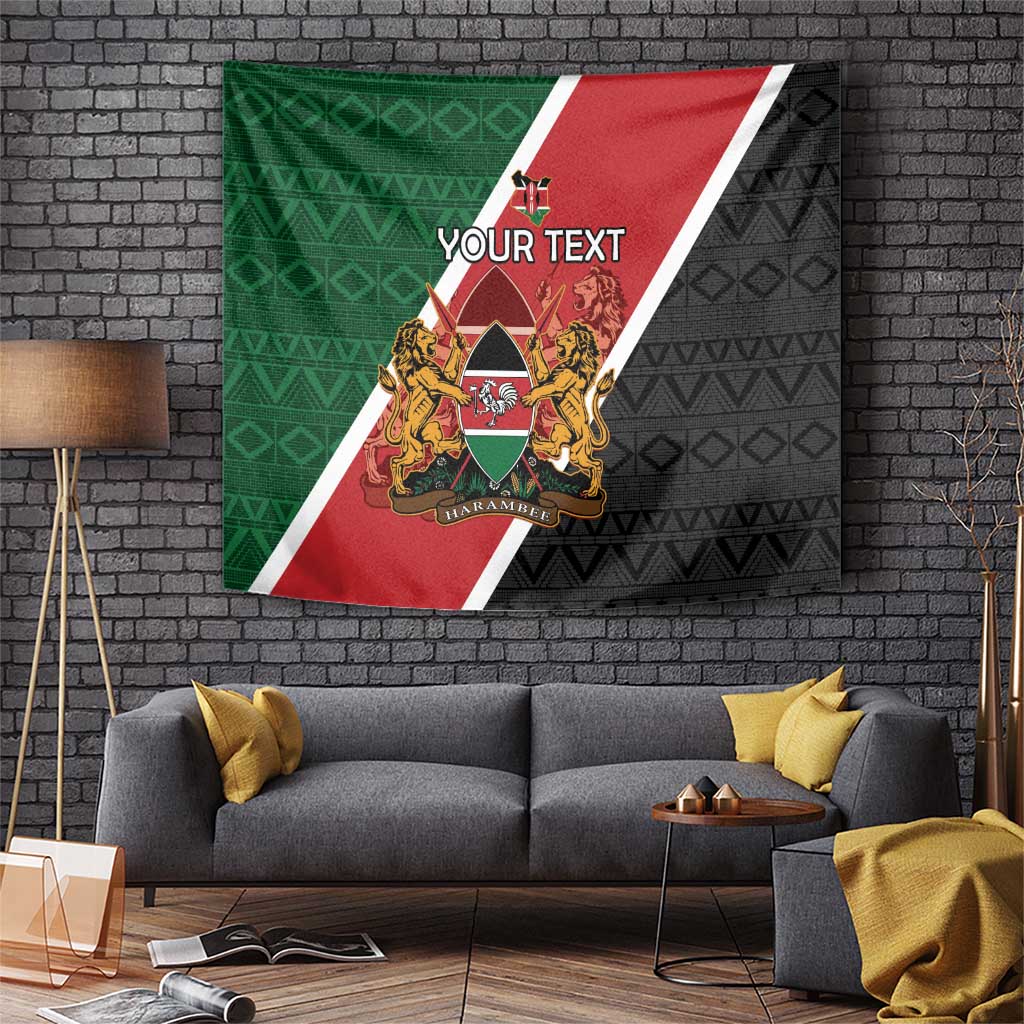 Personalised Kenya Tapestry Coat Of Arms Mix Flag Style