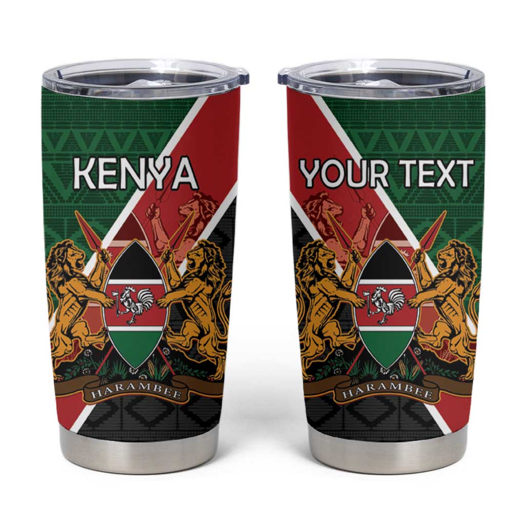 Personalised Kenya Tumbler Cup Coat Of Arms Mix Flag Style