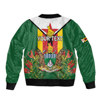 Personalised Zimbabwe Independence Day Bomber Jacket Gloriosa Flower - Flag Style