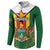 Personalised Zimbabwe Independence Day Button Sweatshirt Gloriosa Flower - Flag Style