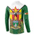 Personalised Zimbabwe Independence Day Button Sweatshirt Gloriosa Flower - Flag Style