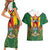 Personalised Zimbabwe Independence Day Couples Matching Short Sleeve Bodycon Dress and Hawaiian Shirt Gloriosa Flower - Flag Style