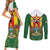 Personalised Zimbabwe Independence Day Couples Matching Short Sleeve Bodycon Dress and Long Sleeve Button Shirt Gloriosa Flower - Flag Style