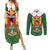 Personalised Zimbabwe Independence Day Couples Matching Summer Maxi Dress and Long Sleeve Button Shirt Gloriosa Flower - Flag Style