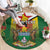 Personalised Zimbabwe Independence Day Round Carpet Gloriosa Flower - Flag Style