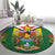 Personalised Zimbabwe Independence Day Round Carpet Gloriosa Flower - Flag Style