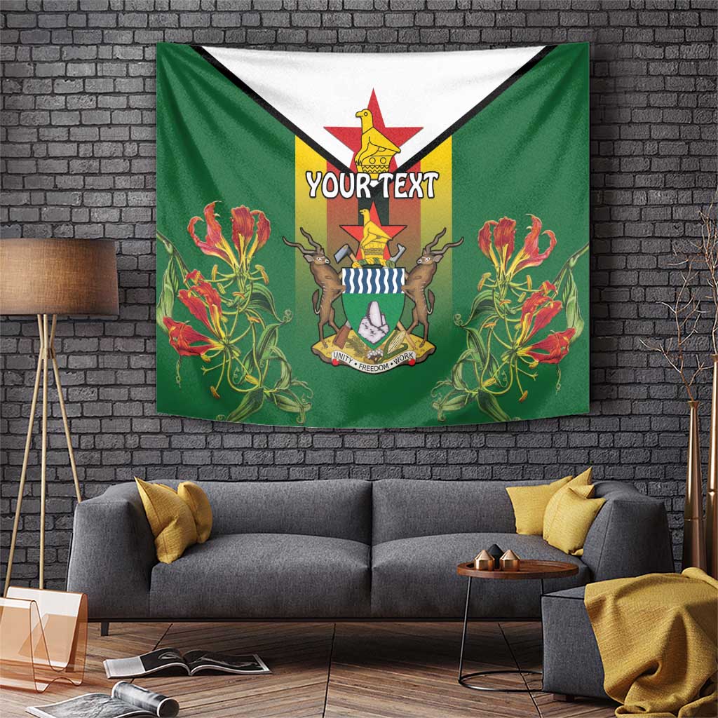 Personalised Zimbabwe Independence Day Tapestry Gloriosa Flower - Flag Style