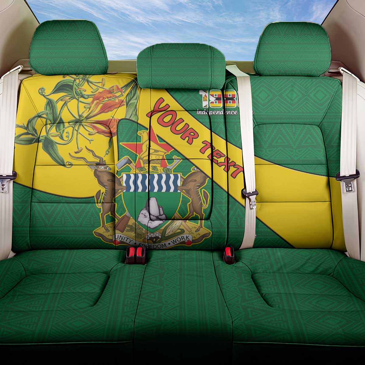 Personalised Zimbabwe Back Car Seat Cover 1980 Independence Day