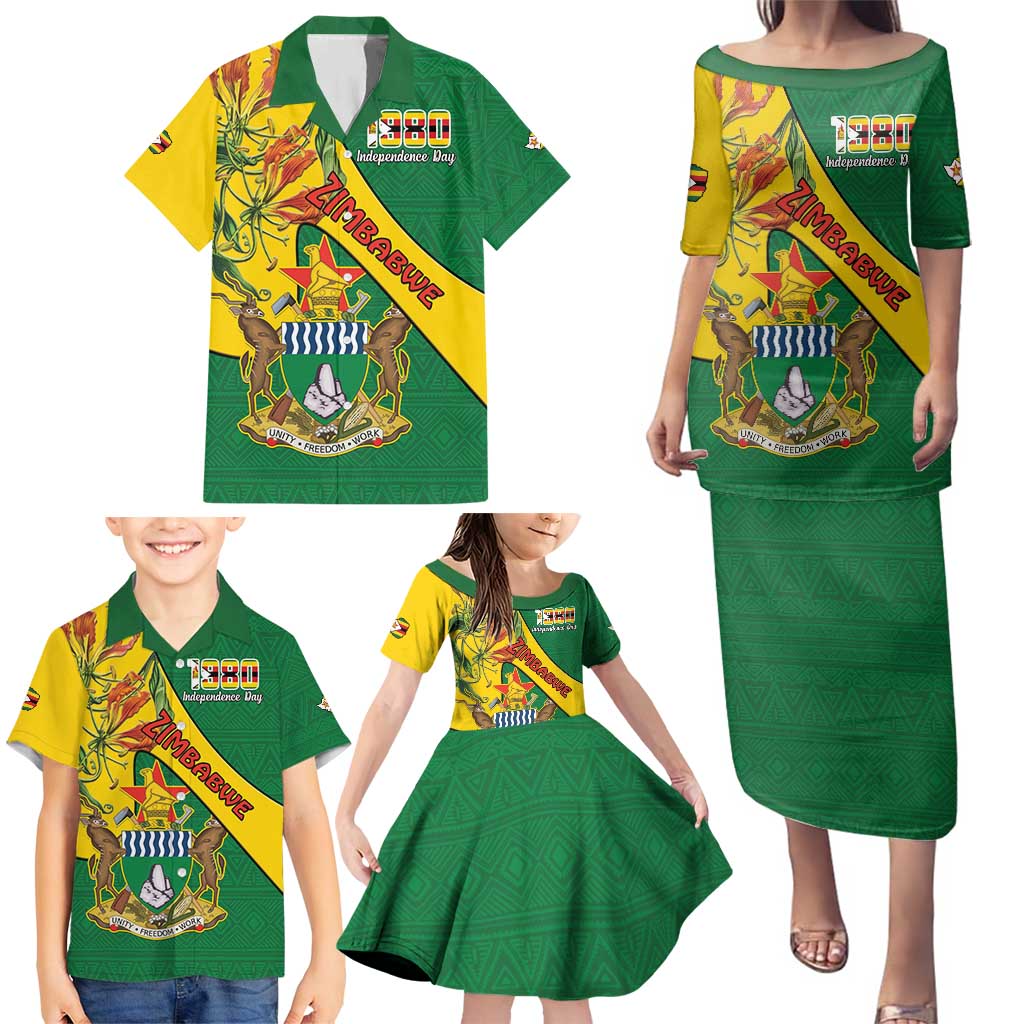 Personalised Zimbabwe Family Matching Puletasi and Hawaiian Shirt 1980 Independence Day