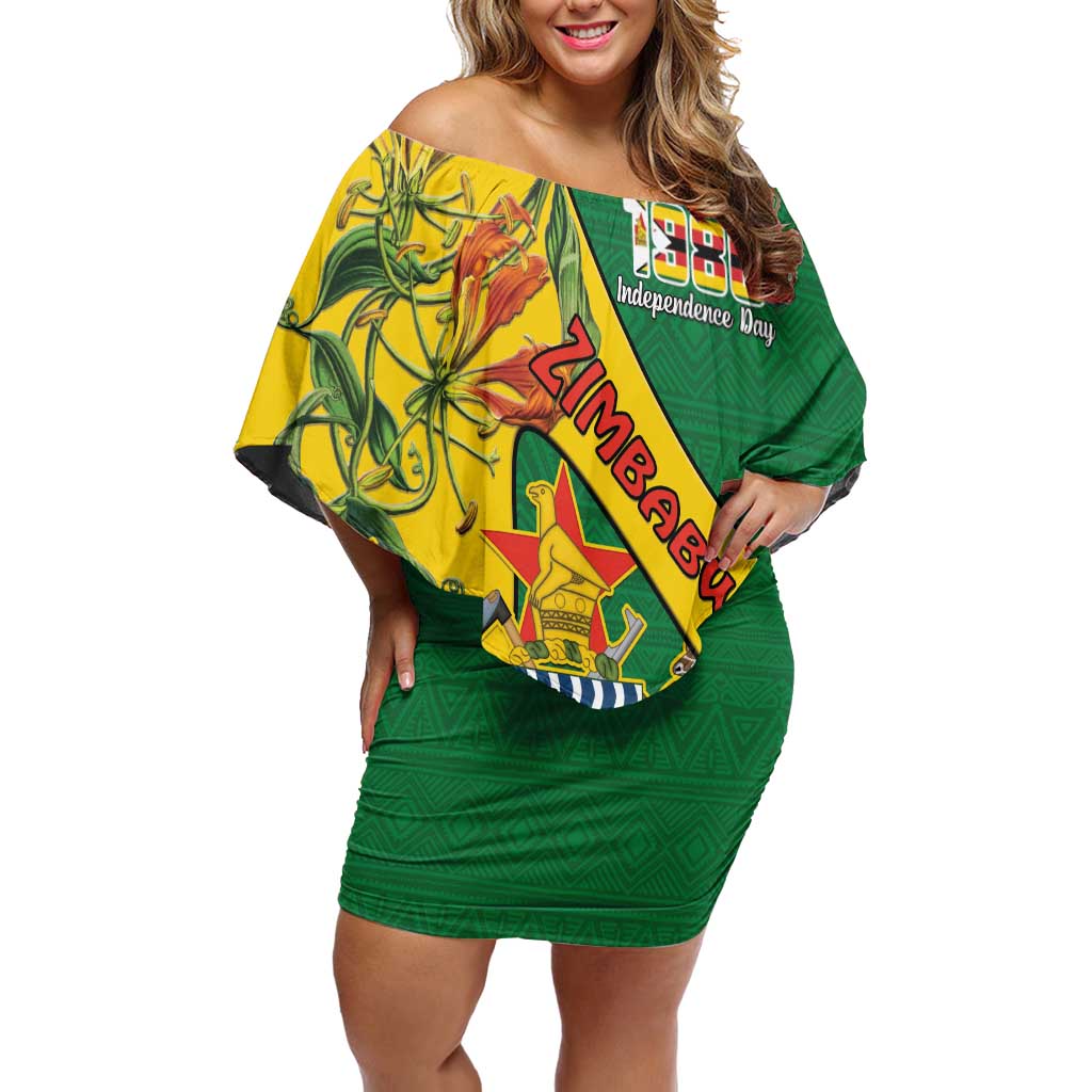 Personalised Zimbabwe Off Shoulder Short Dress 1980 Independence Day