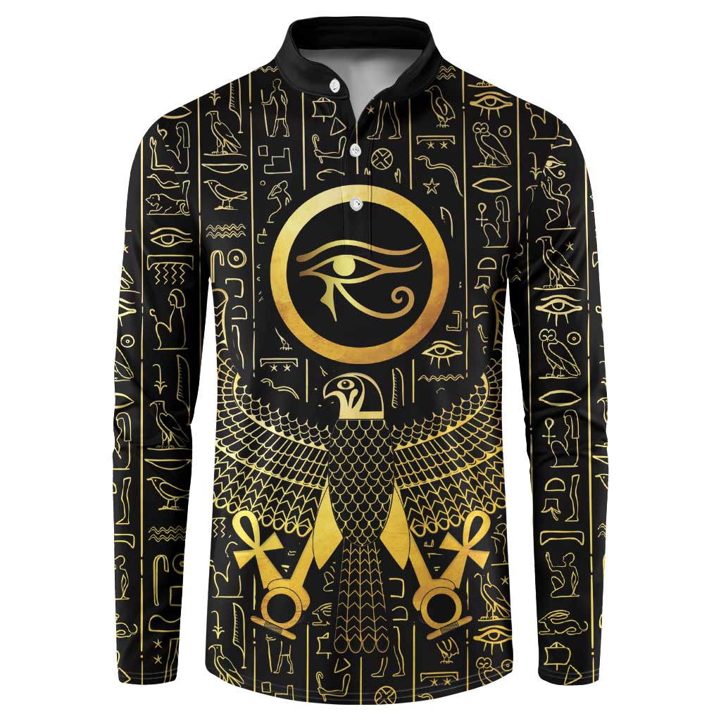 Ancient Egyptian Button Sweatshirt Horus Falcon God