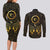 Ancient Egyptian Couples Matching Long Sleeve Bodycon Dress and Long Sleeve Button Shirt Horus Falcon God