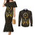 Ancient Egyptian Couples Matching Mermaid Dress and Long Sleeve Button Shirt Horus Falcon God