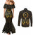 Ancient Egyptian Couples Matching Mermaid Dress and Long Sleeve Button Shirt Horus Falcon God