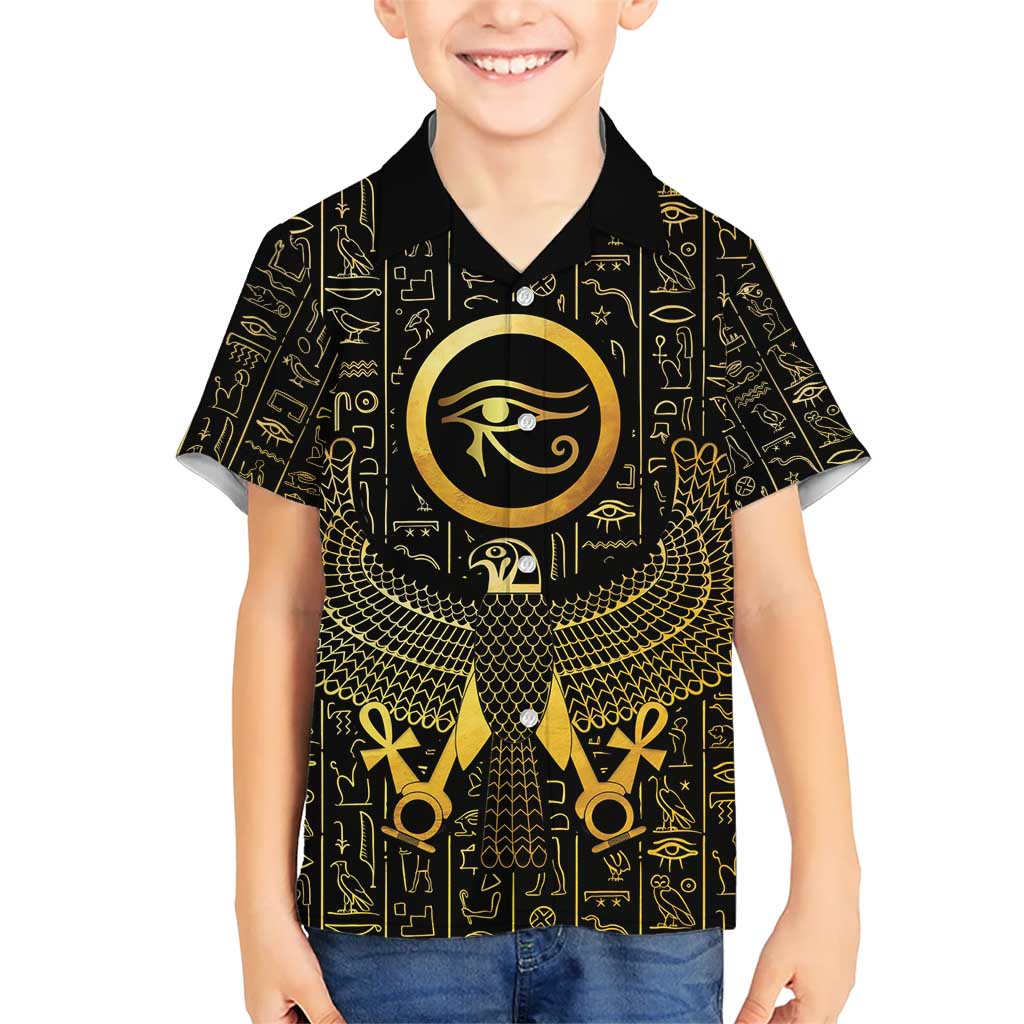 Ancient Egyptian Kid Hawaiian Shirt Horus Falcon God