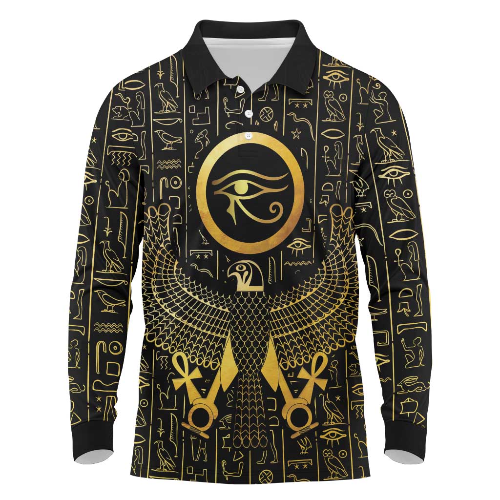 Ancient Egyptian Long Sleeve Polo Shirt Horus Falcon God