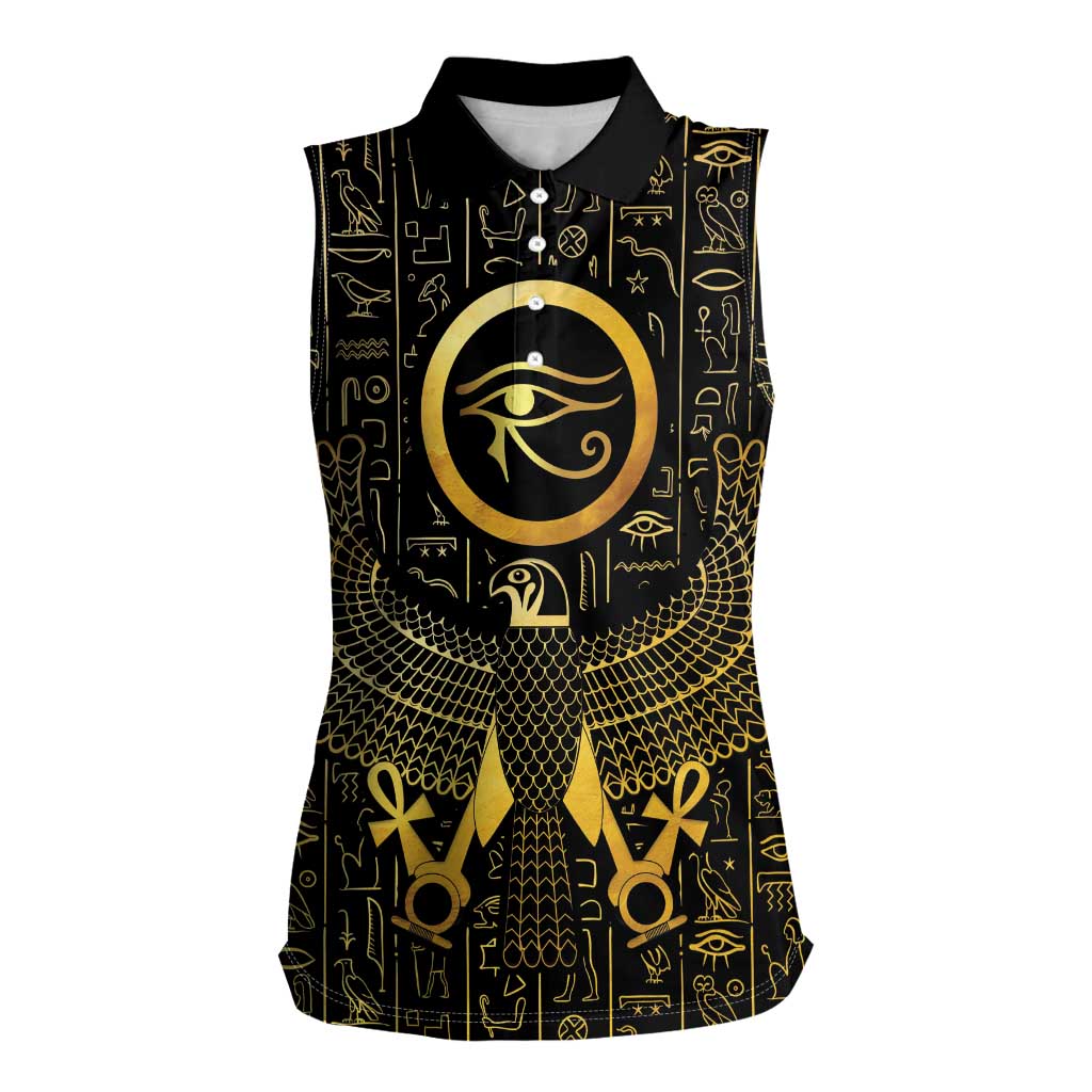 Ancient Egyptian Women Sleeveless Polo Shirt Horus Falcon God