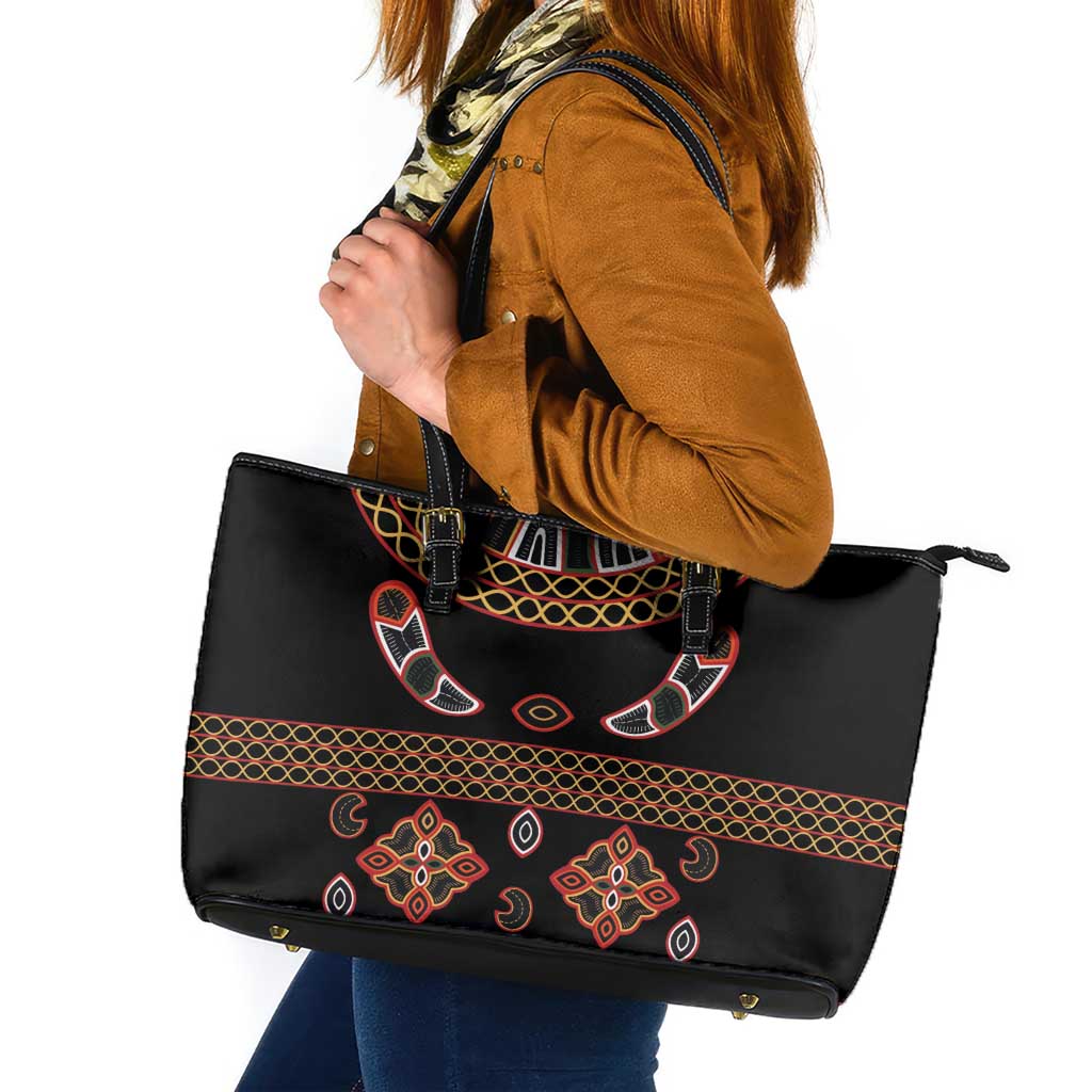 Toghu Leather Tote Bag Cameroon Traditional Pattern