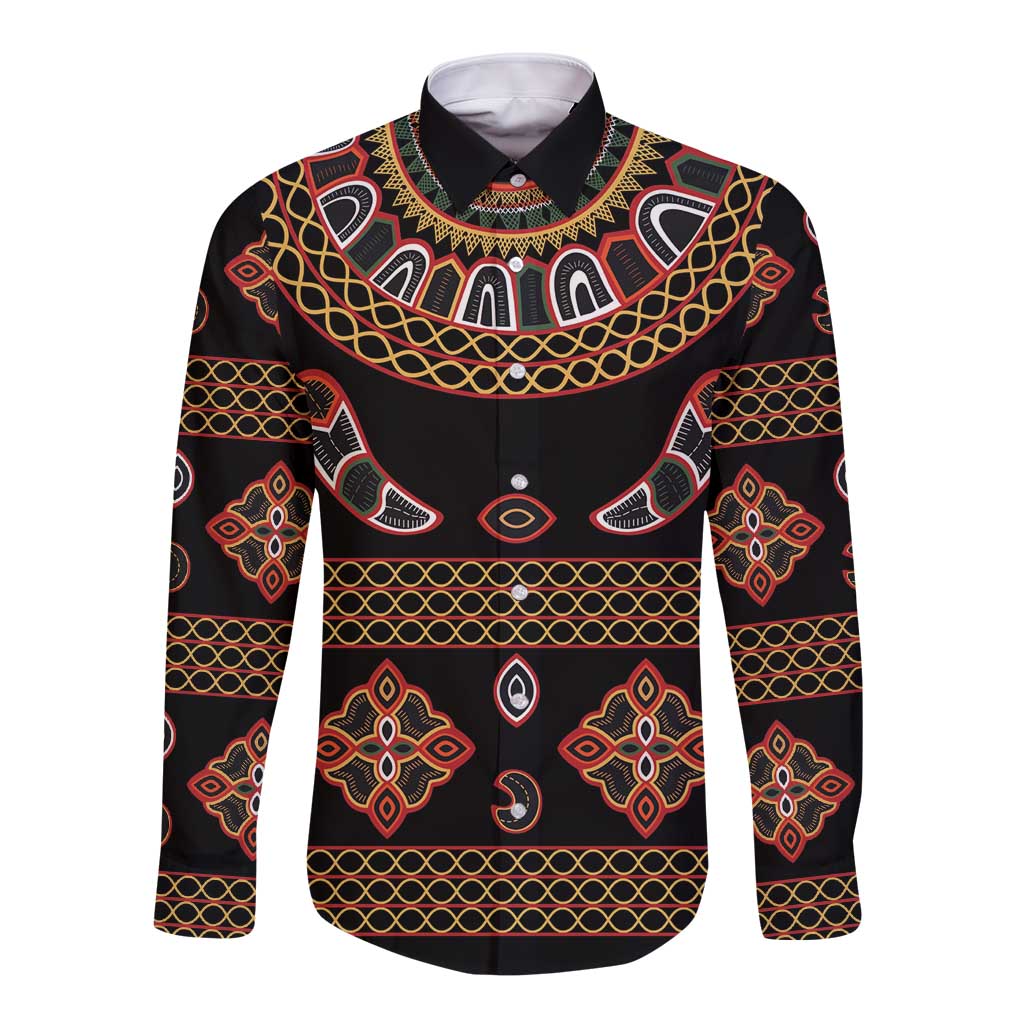 Toghu Long Sleeve Button Shirt Cameroon Traditional Pattern