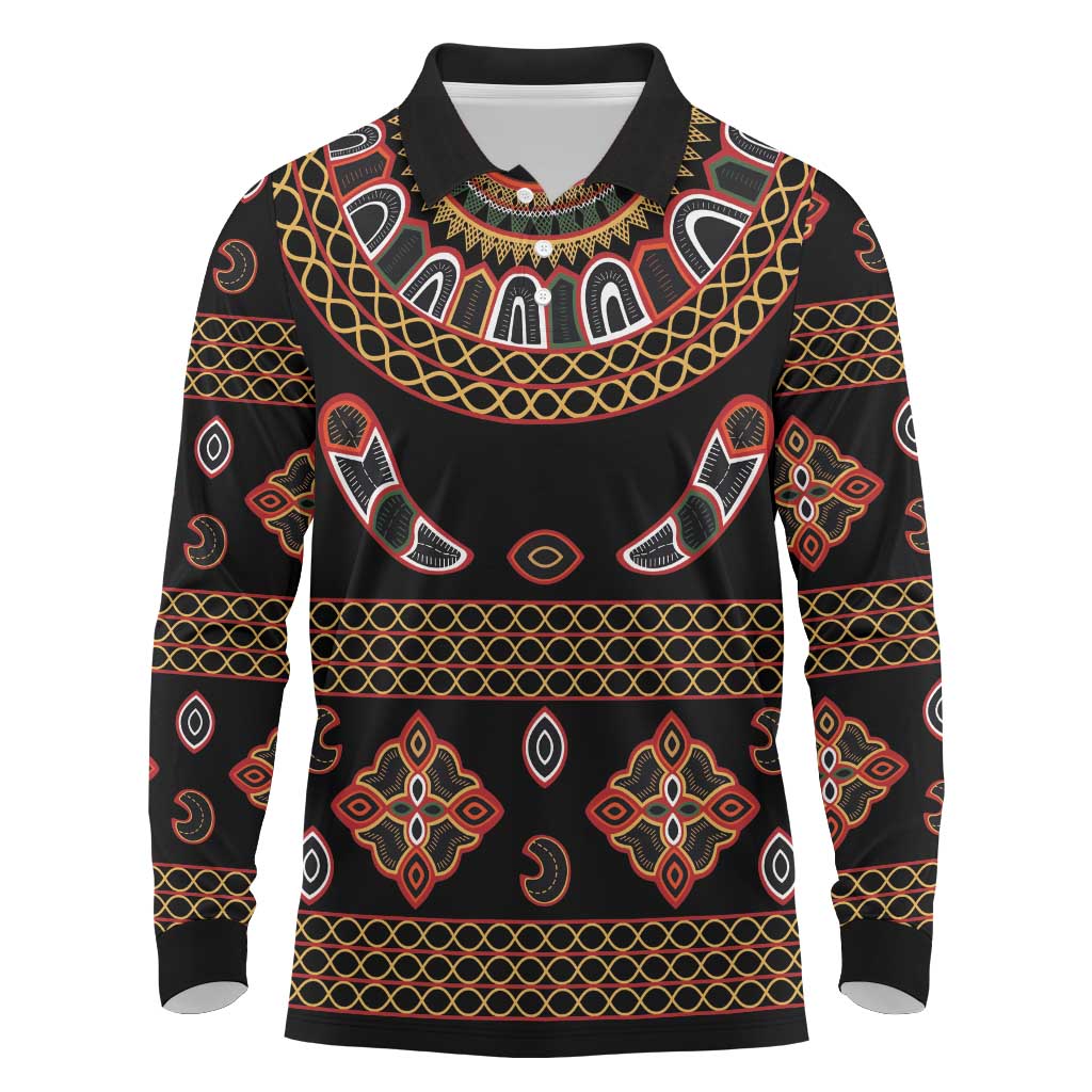 Toghu Long Sleeve Polo Shirt Cameroon Traditional Pattern