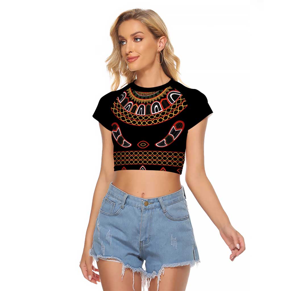 Toghu Raglan Cropped T Shirt Cameroon Traditional Pattern