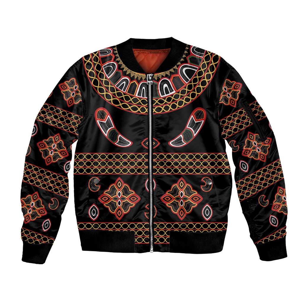 Toghu Sleeve Zip Bomber Jacket Cameroon Traditional Pattern