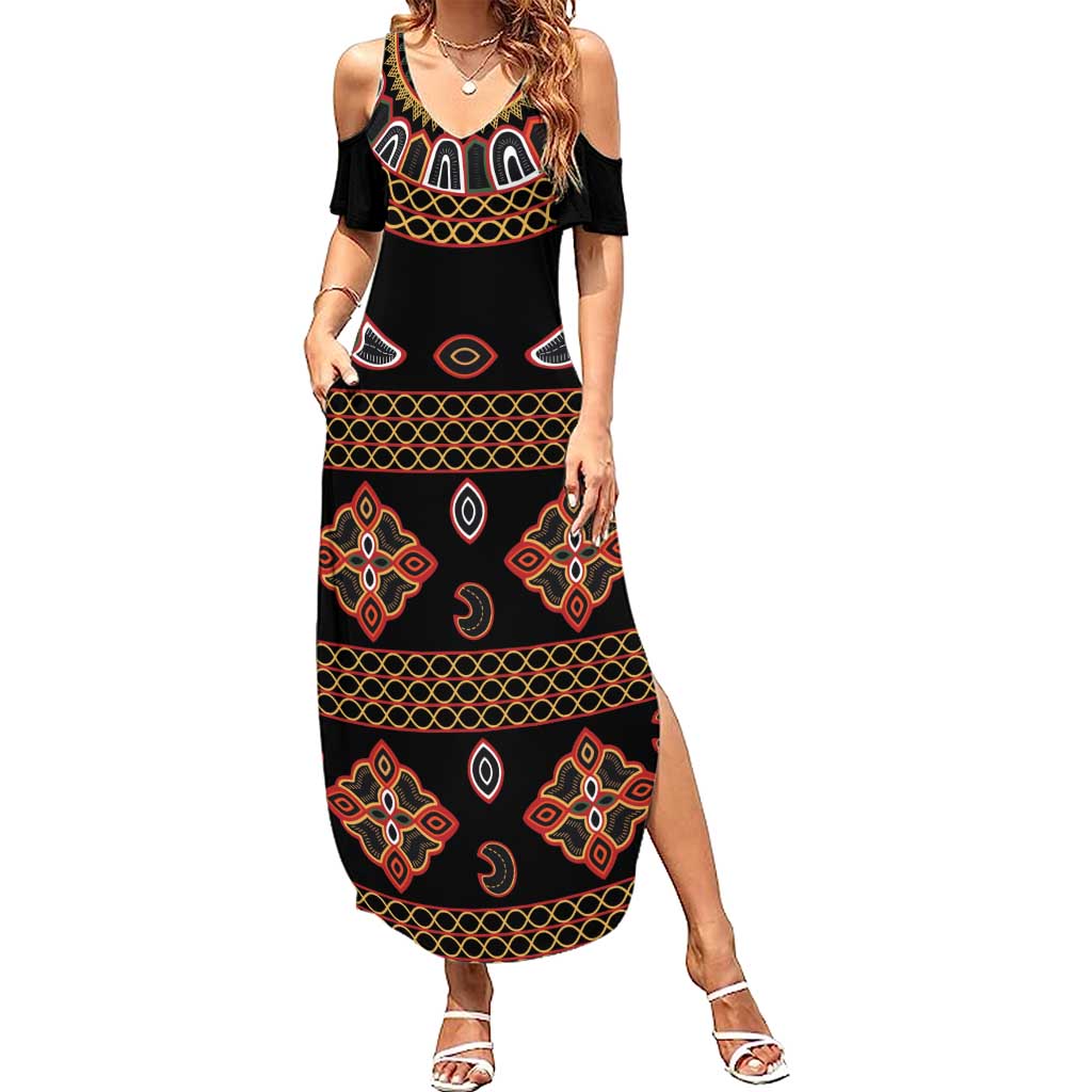 Toghu Summer Maxi Dress Cameroon Traditional Pattern