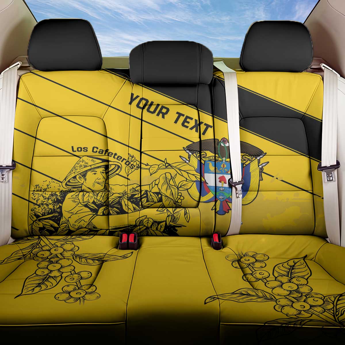 Custom Colombia Football Back Car Seat Cover Go Los Cafeteros