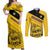 Custom Colombia Football Couples Matching Off Shoulder Maxi Dress and Long Sleeve Button Shirt Go Los Cafeteros