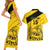 Custom Colombia Football Couples Matching Short Sleeve Bodycon Dress and Hawaiian Shirt Go Los Cafeteros