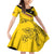 Custom Colombia Football Family Matching Off Shoulder Short Dress and Hawaiian Shirt Go Los Cafeteros