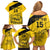 Custom Colombia Football Family Matching Off Shoulder Short Dress and Hawaiian Shirt Go Los Cafeteros