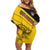 Custom Colombia Football Family Matching Off Shoulder Short Dress and Hawaiian Shirt Go Los Cafeteros