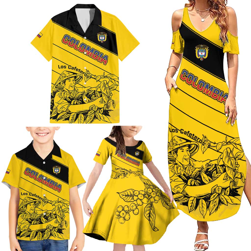 Custom Colombia Football Family Matching Summer Maxi Dress and Hawaiian Shirt Go Los Cafeteros